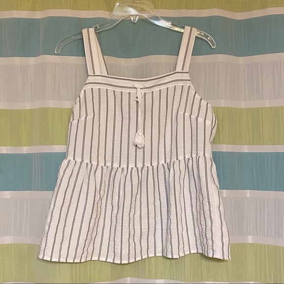 Banana Republic Tank Top Peplum Stripes Sz Small - Picture 5 of 5